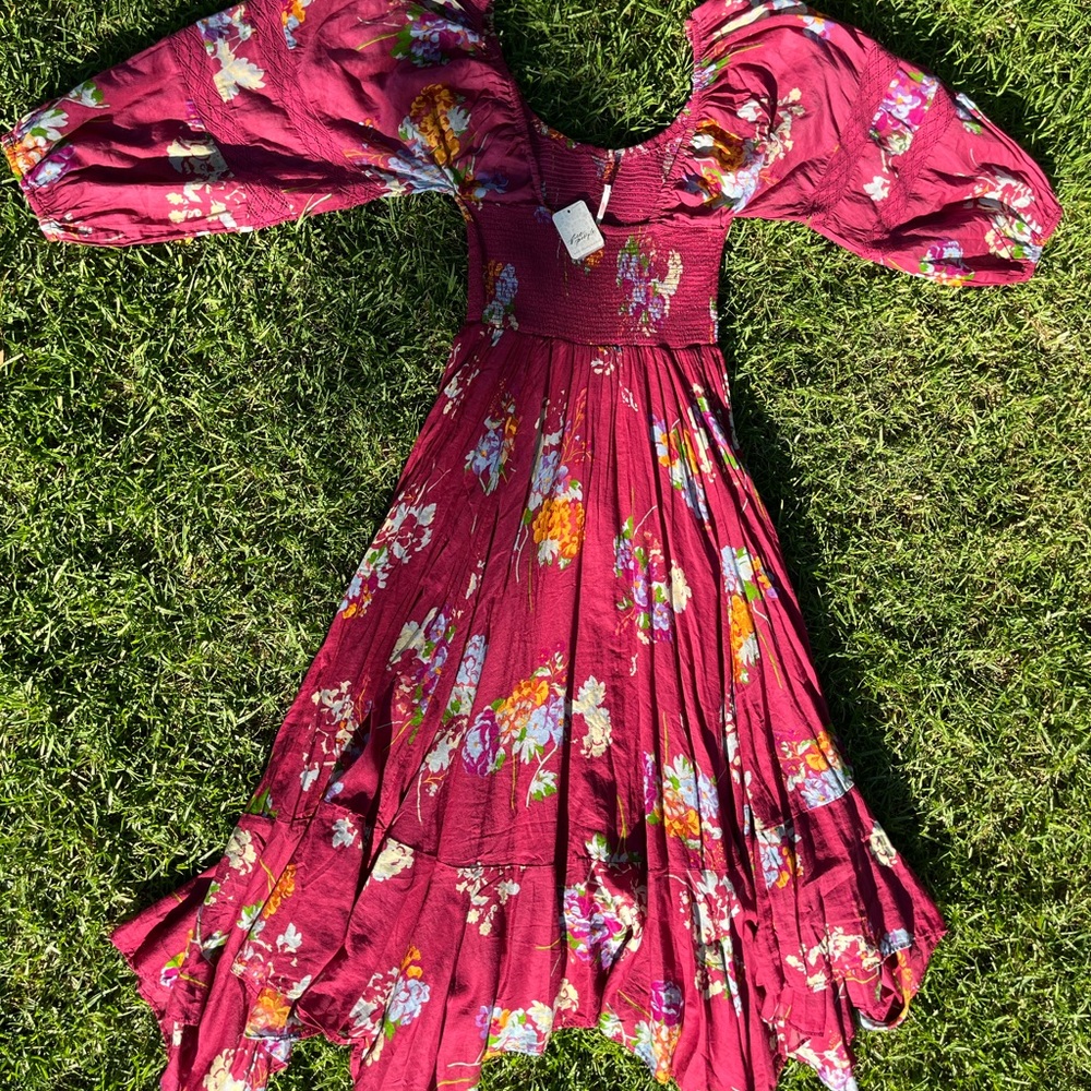 Free People Floral Burgundy Maxi Dress
